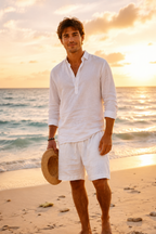 White Linen Shorts