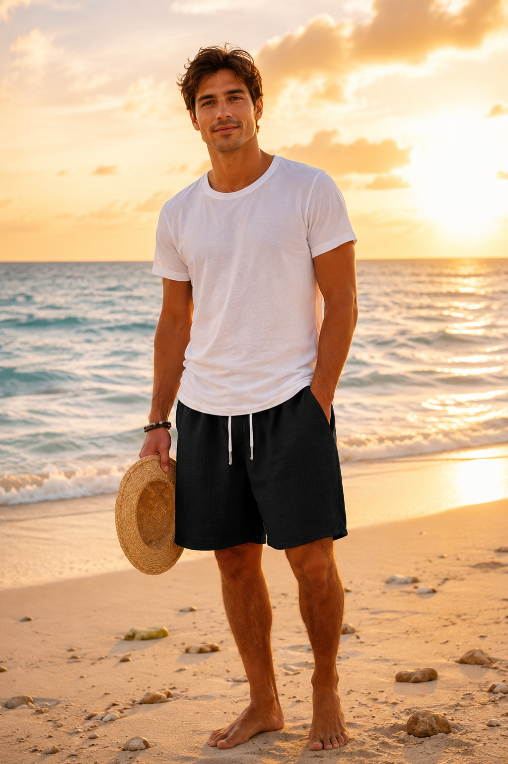 Black Linen Shorts